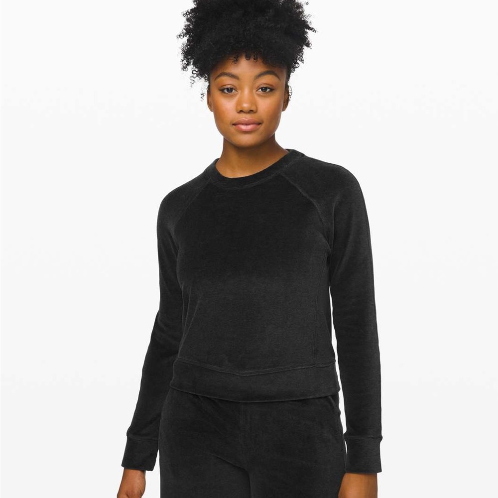 Lululemon Every Moment Crew Velour Velvet | Sz 2 | Heathered Black